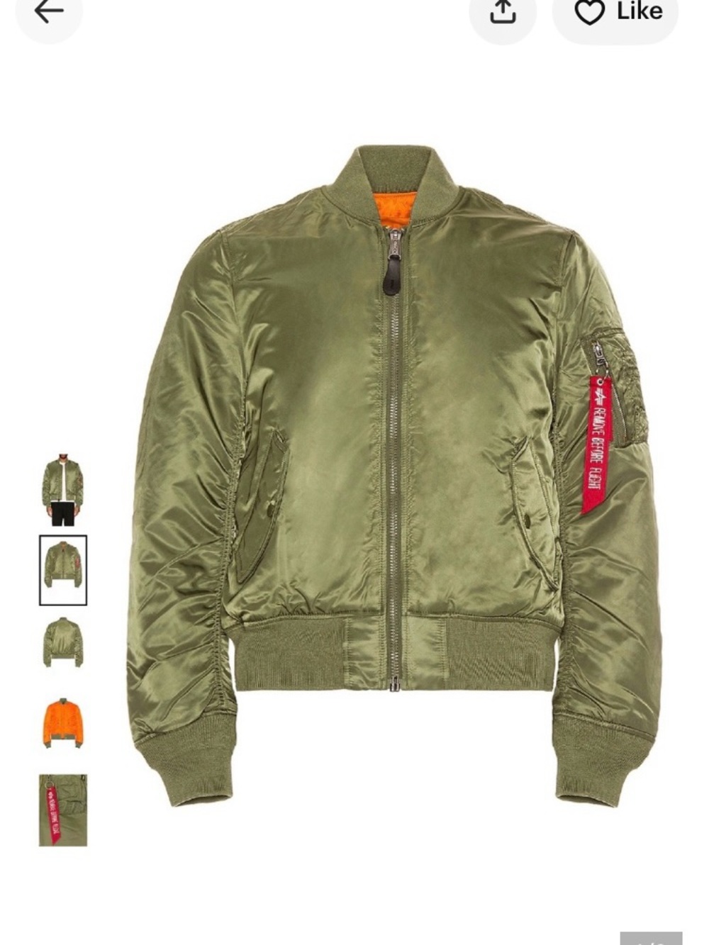 Alpha Industries Green reversible Bomber Jacket